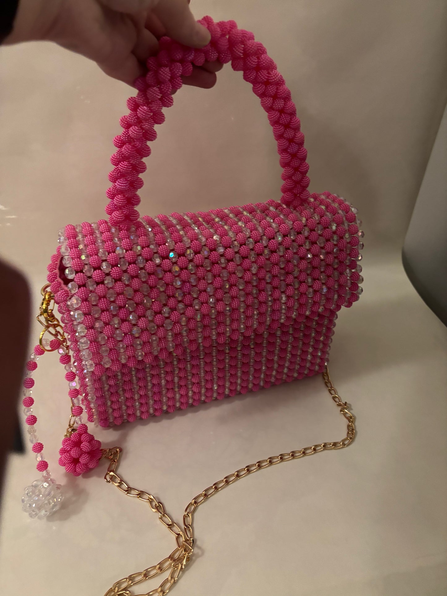 Hand made beaded tote bag