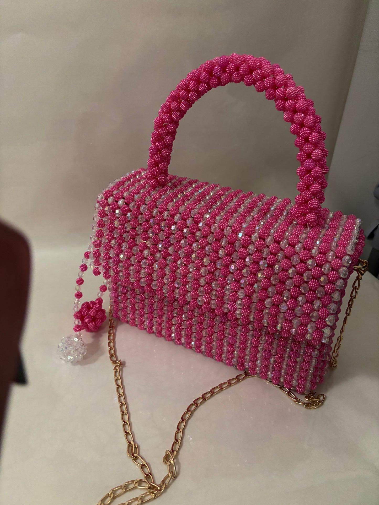 Hand made beaded tote bag