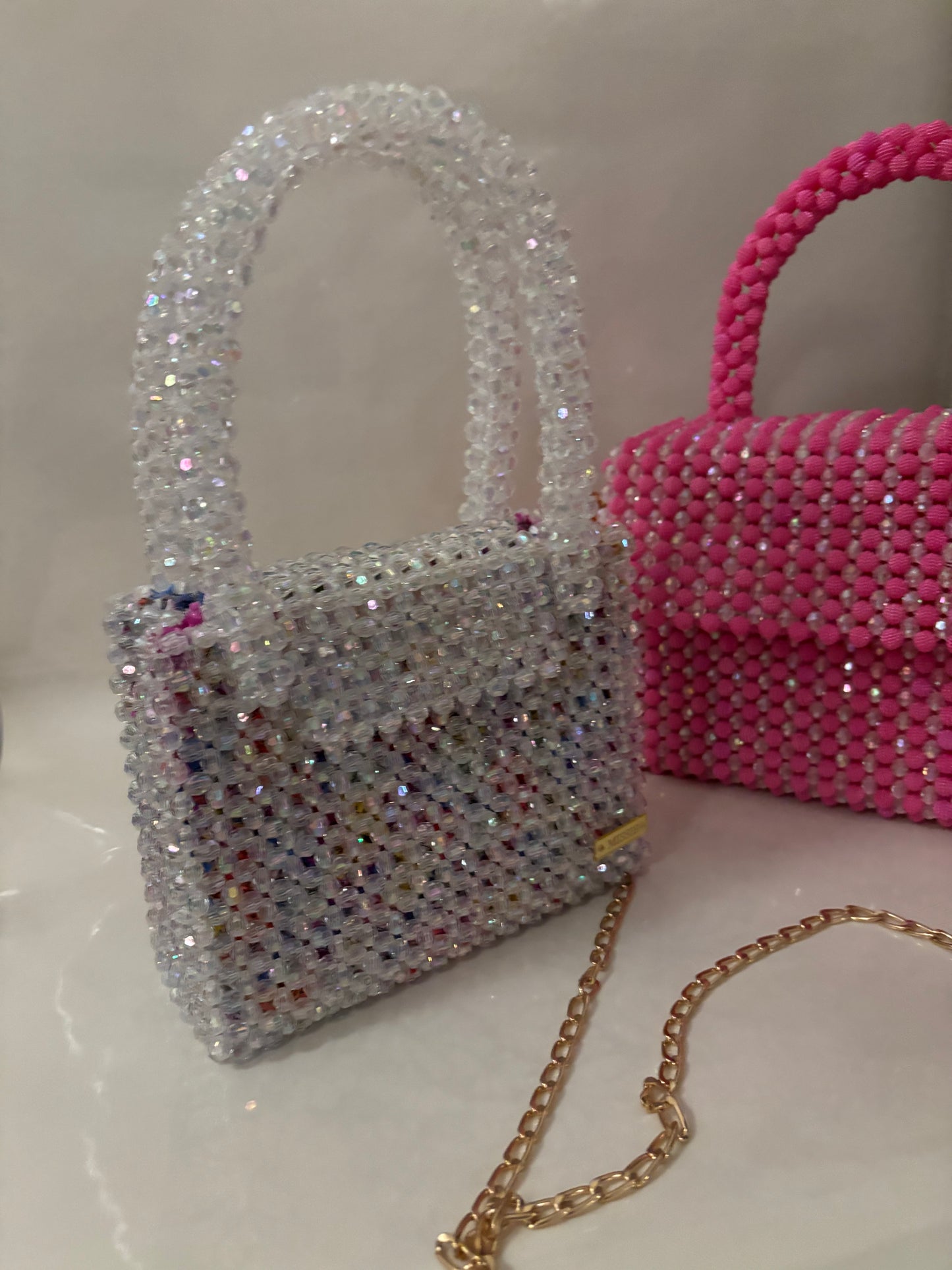 Hand made beaded tote bag
