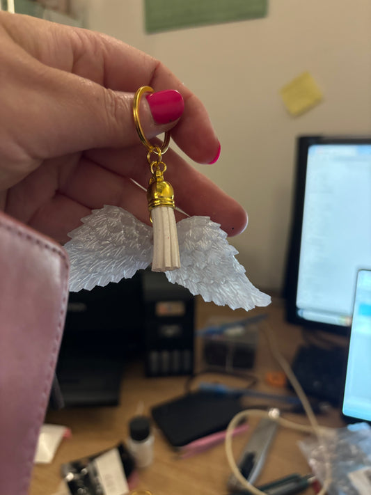 Angel wings Memorial key charm