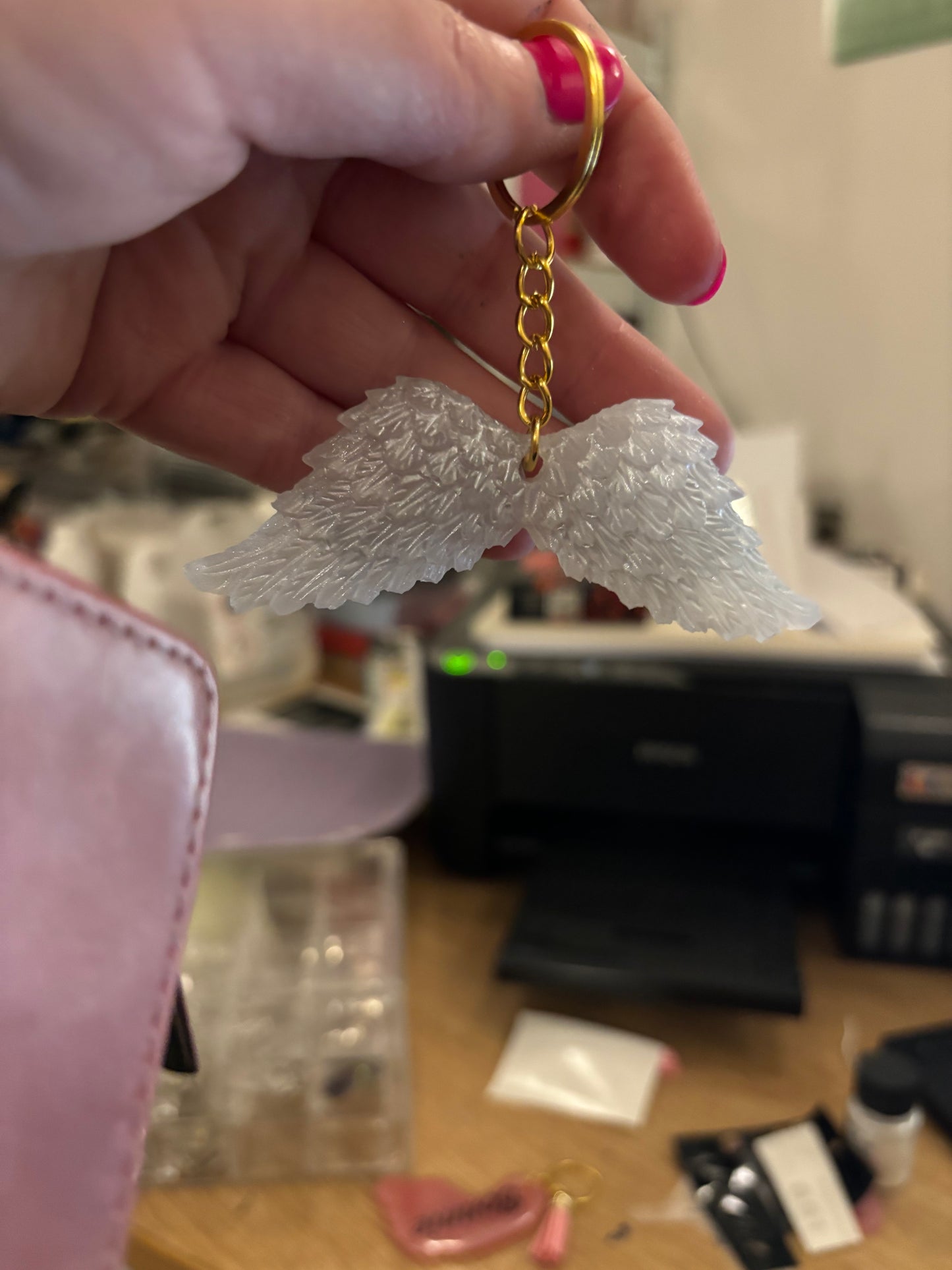 Angel wings Memorial key charm