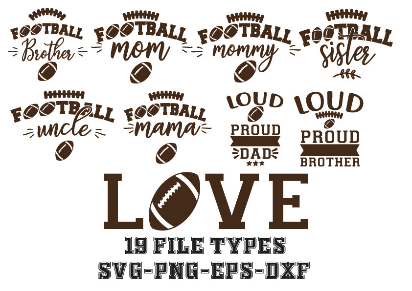 American Football Family SVG Bundle | Digital Download for Cricut & Silhouette | Mom, Dad, Sister, Brother & More