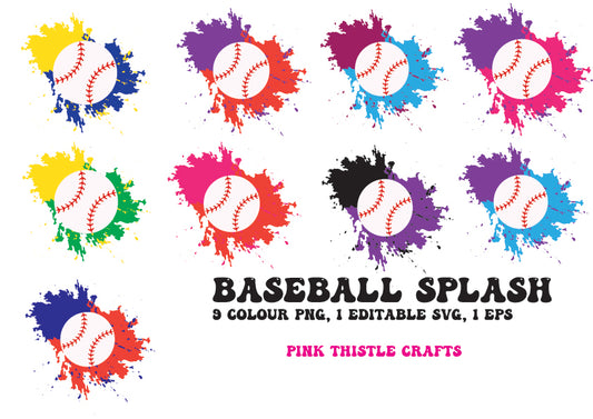 Color Splash Baseball SVG Bundle | Digital Download for Cricut & Silhouette | Vibrant Baseball Designs