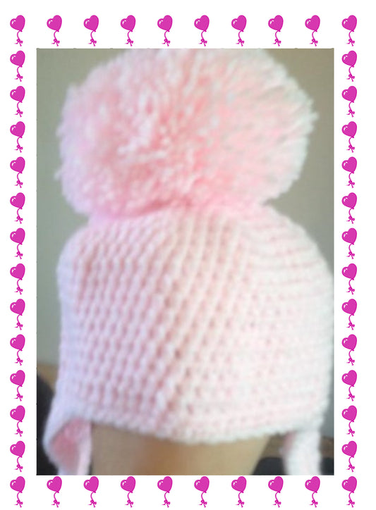 Handwritten Crochet Baby Pompom Hat Pattern – Adorable and Cozy Design