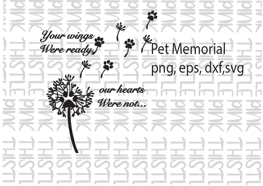 Feather and Dandelion Pet Memorial SVG | Digital Download for Cricut & Silhouette | Angel Wings & Remembrance Design