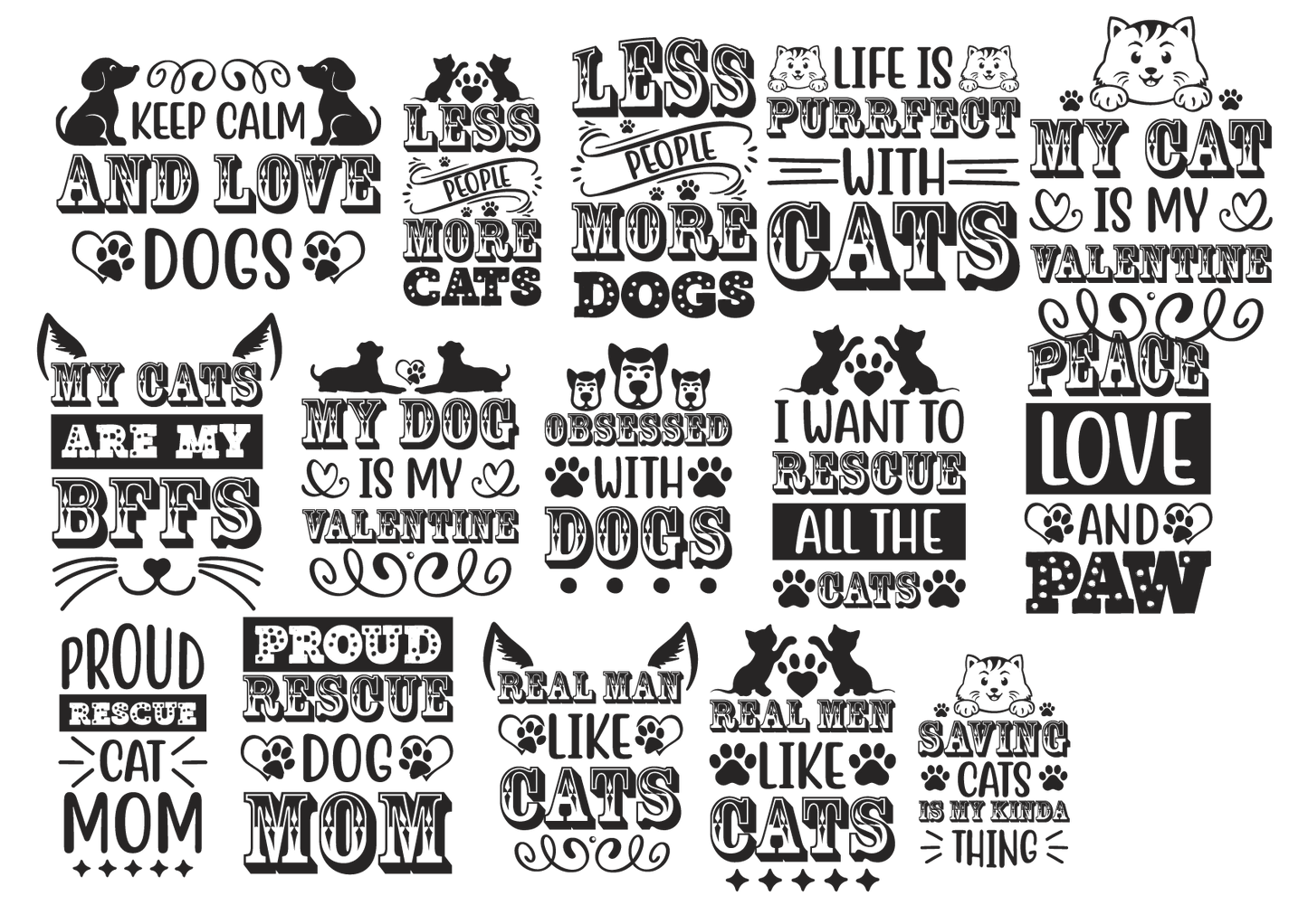 Cats & Dogs Lover SVG Bundle | Digital Download for Cricut & Silhouette | Pet Lover Designs